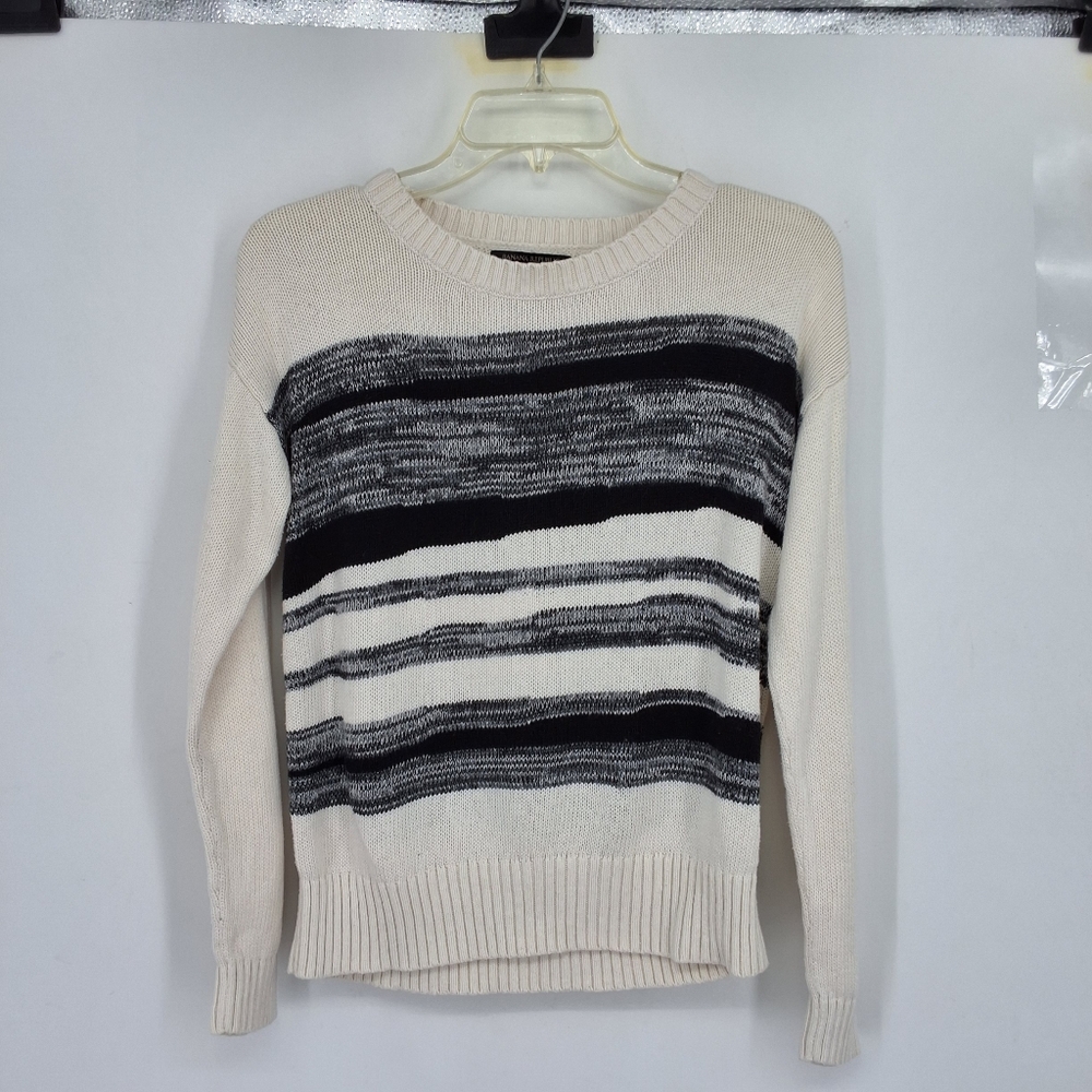 Banana Republic Medium Cream and Black Knit Top
